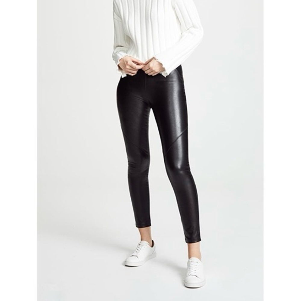 Evereve x David Lerner Black Pull On Faux Leather Leggings Stretch Minimal Fall